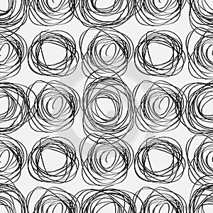 Hand drawn scribbles seamless pattern and geometric elements