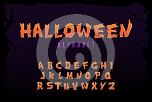Hand drawn script font for halloween and spooky subjects. Unique creepy typeface alphabet in vector format