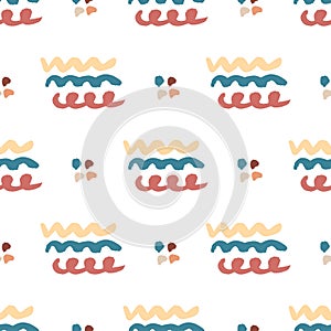 Hand drawn seamless abstract pattern. Vector wavy background. Seamless texture in hipster style for web, print, fabric