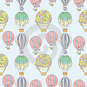 Hand-drawn seamless air balloon pattern