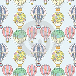 Hand-drawn seamless air balloon pattern