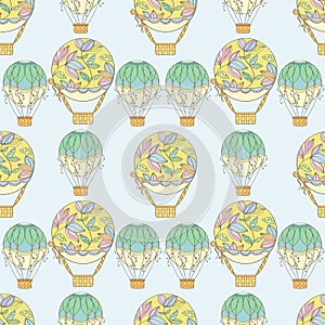 Hand-drawn seamless air balloon pattern