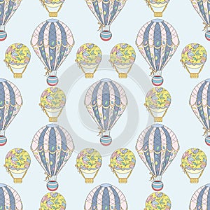 Hand-drawn seamless air balloon pattern