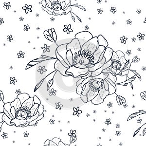 Hand Drawn Seamless Background With Floral Ornaments