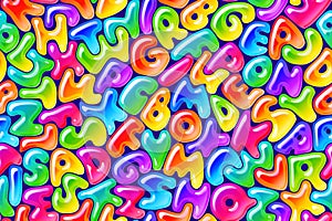 Hand drawn seamless candy alphabet vector pattern