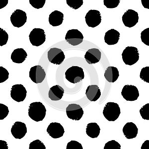 Hand drawn seamless dot pattern. Dry brush and rough edges.