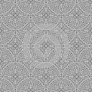 Hand drawn seamless mandala flowers pattern