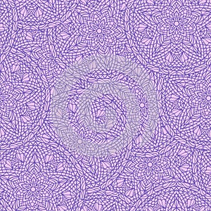 Hand drawn seamless mandala flowers pattern