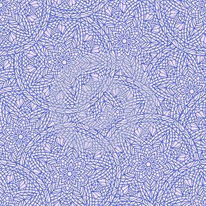 Hand drawn seamless mandala flowers pattern