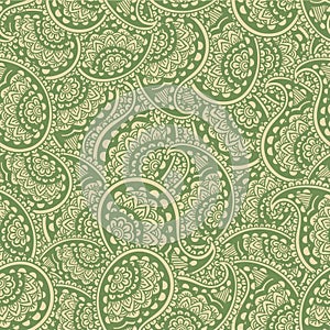 Hand drawn seamless Paisley pattern. Doodle style