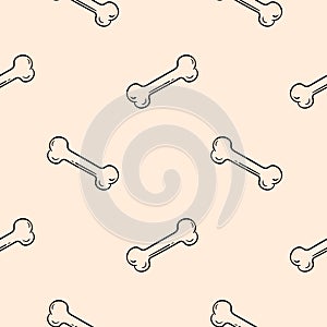 Hand drawn seamless pattern of bones