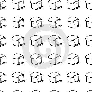 Hand Drawn seamless pattern bread doodle. Sketch style icon. Decoration element. Isolated on white background. Flat design. Vector