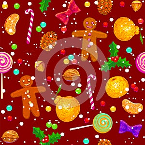Seamless pattern with christmas items