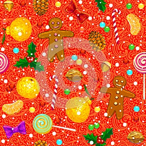 Seamless pattern with christmas items