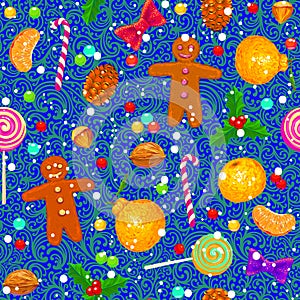 Seamless pattern with christmas items