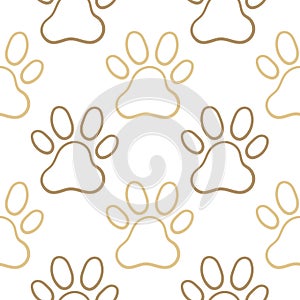 hand drawn seamless pattern of dog footprints