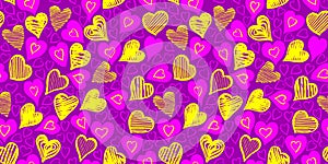 Hand drawn seamless pattern with hearts.