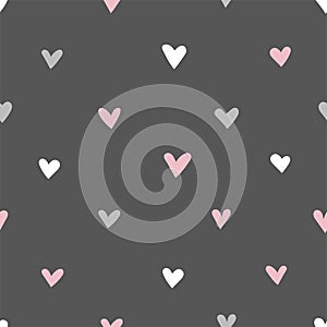 Hand drawn seamless pattern with hearts for valentines day. Love abstract background