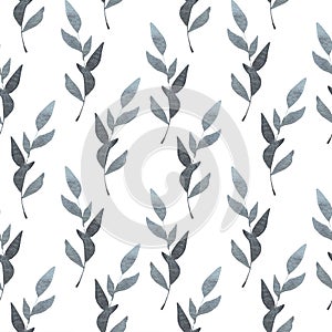 Hand drawn seamless pattern of leaves. Watercolor illustration of a plant ornament. Perfect for wrappers, wallpapers, postcards, g