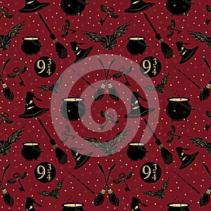 Hand drawn seamless pattern magical things.