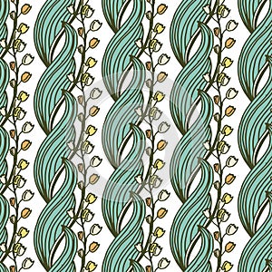 Hand drawn seamless pattern with may-lily flowers.