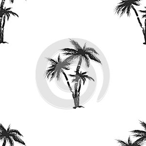 Hand drawn seamless pattern. Simple seamless palm tree pattern. Perfect for fabric, wallpaper or giftwrap -Vector