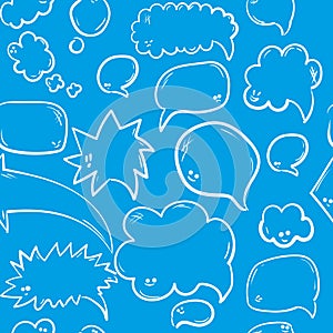 Hand drawn seamless pattern with speech or thought bubbles. Vector background