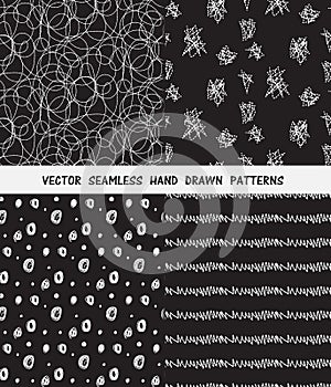 Hand drawn seamless patterns set