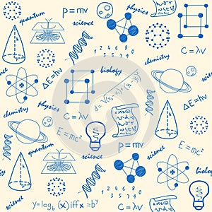 Hand Drawn Seamless Science Icons