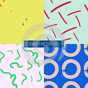 Hand drawn seamless summer pattern collection