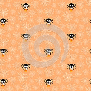Halloween cute spiders seamless pattern
