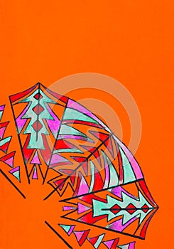 Semi-circle pattern with zig zags.