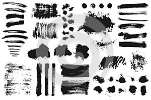 Hand drawn set of abstract grunge ink brush stroke