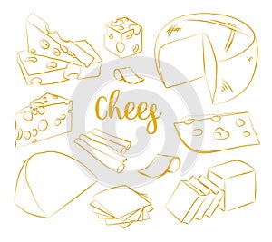 Hand drawn set of chees