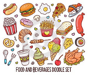 Hand drawn set of Color Food doodles in vector-01