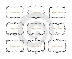 Hand drawn set of decorative frames, borders, calligraphic design elements collection. vintage vector illustration