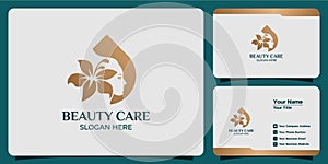 Hand drawn set of feminine logo luxury templates for beauty care and business cards