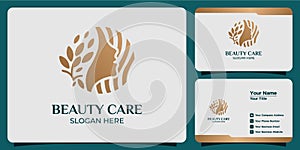 Hand drawn set of feminine logo templates for beauty care and business cards