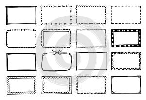 Hand drawn set of rectangle frame.