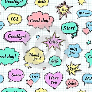 Hand drawn set of speech bubbles with dialog words