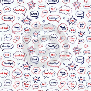 Hand drawn set of speech bubbles with dialog words