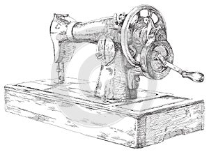 Hand drawn sewing machine