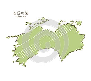 Hand-drawn shikoku sketch map