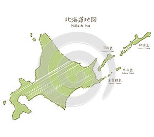 Hand-drawn Hokkaido sketch map photo