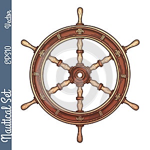 Hand drawn ship stearing wheel.