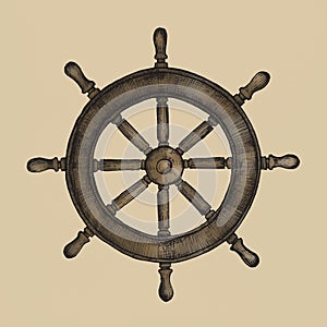 Hand drawn ship wheel isolated