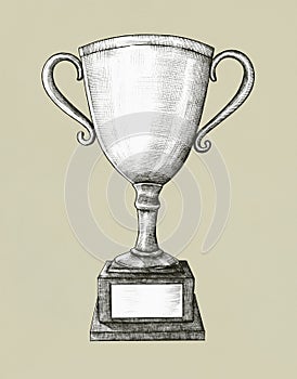 Hand drawn silver trophy illustration