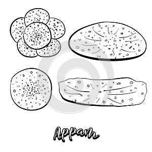 Hand drawn sketch of Appam food