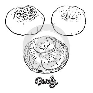 Hand drawn sketch of Bialy bread photo