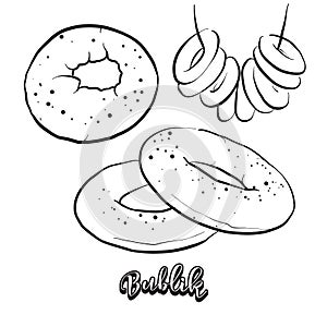 Hand drawn sketch of Bublik bread